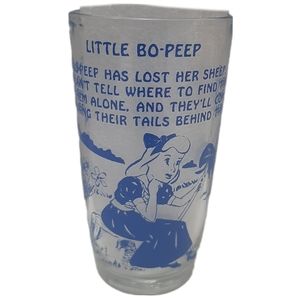 🍒 Vintage Little Bo Peep Drinking Glass Mother Goose Kids Nursery Rhyme